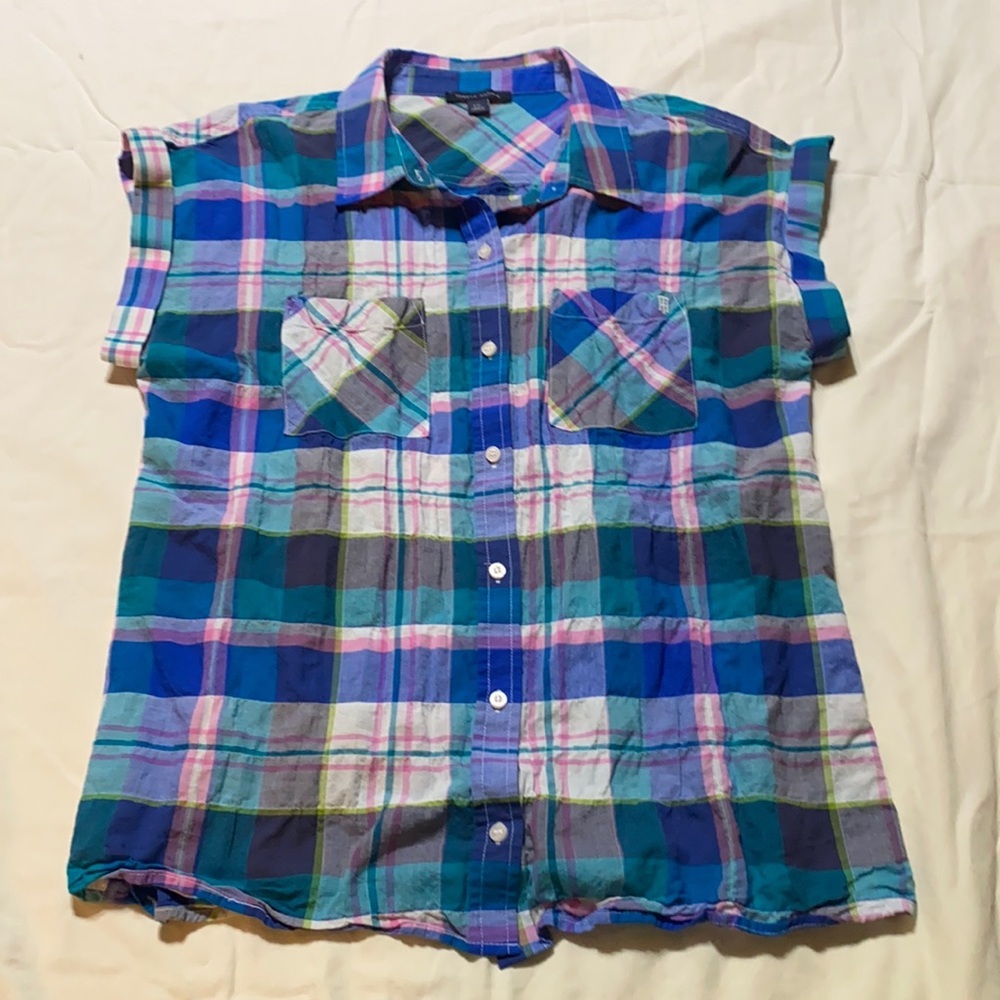 Tommy Hilfiger Womens Button Up Sleeveless Top Blouse Size L